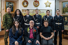 31.01.24 ВСТРЕЧА "жИТЕЛЯ БЛОКАДНОГО ЛЕНИНГРАДА" НЕМЧИНА Е.И. С КАДЕТАМИ ШКОЛЫ 1246 В МУЗЕЕ 295-Й СТРЕЛКОВОЙ ДИВИЗИИ.